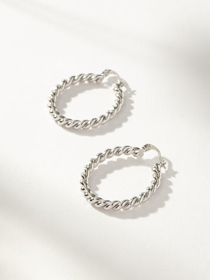 ["Rope Twist Hoop Earrings ", " Silver ", " Product Image ", " Uncommon James"]