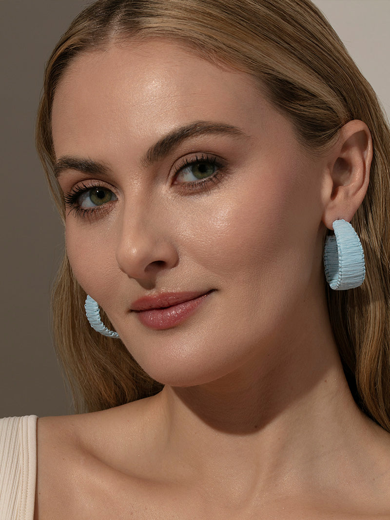 Colorful Raffia Woven Statement Hoop Earrings | Uncommon James