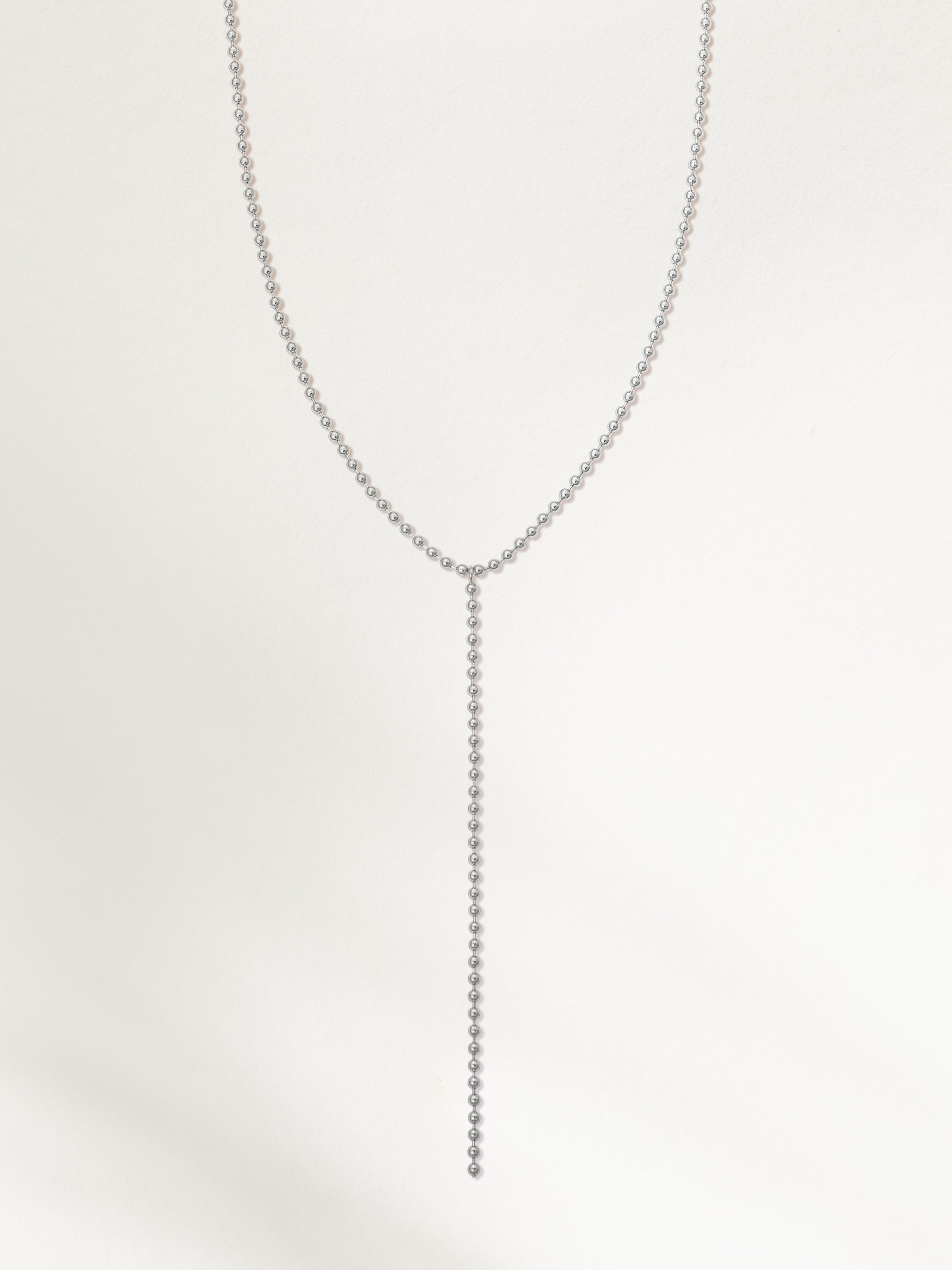 Long silver y necklace deals