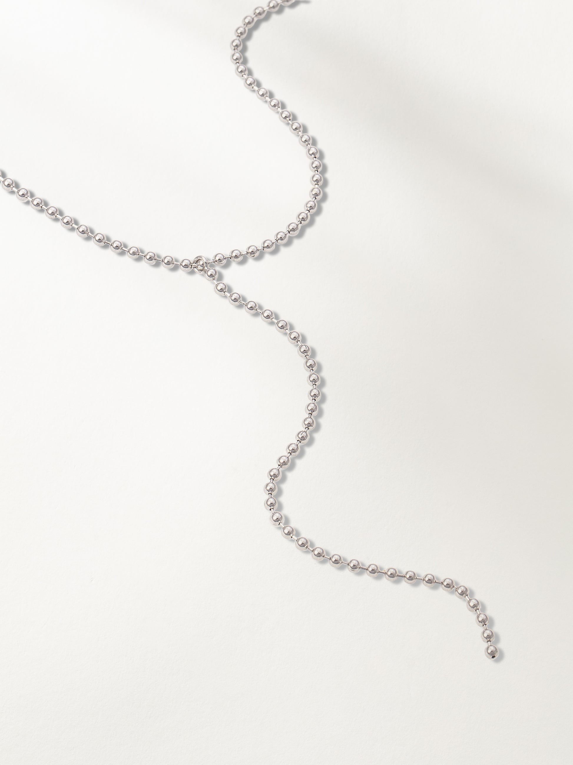 Ball Chain Lariat Necklace | Silver | Product Detail Image | Uncommon James