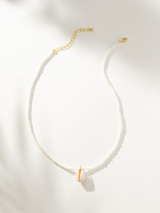Beaded Puka Shell Necklace | White | Product Image | Uncommon James