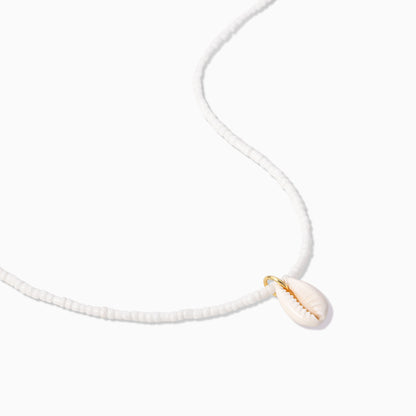 Beaded Puka Shell Necklace | White | Product Detail Image | Uncommon James