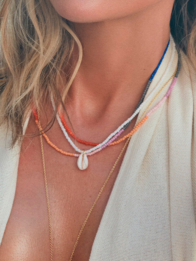 White Beaded Puka Shell Necklace Beaded Necklace Uncommon James