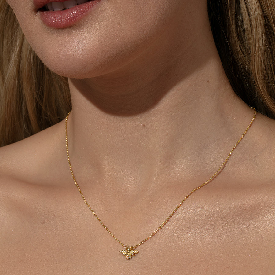 Bee Necklace | Gold | Model Image | Uncommon James