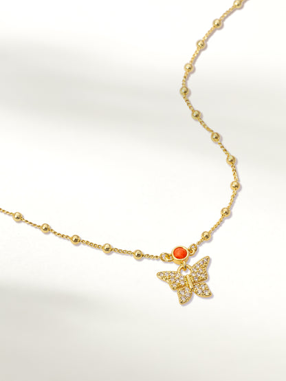 ["Butterfly Garden Pendant Necklace ", " Gold ", " Product Detail Image ", " Uncommon James"]