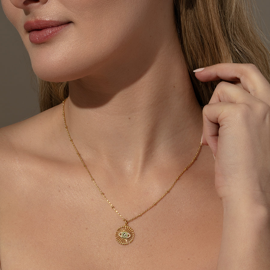 Evil Eye Pendant Necklace | Gold | Model Image | Uncommon James