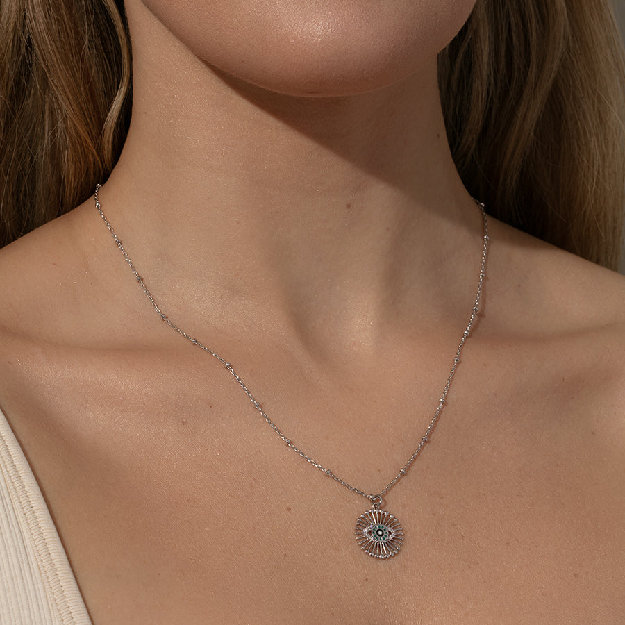 Evil Eye Pendant Necklace | Silver | Model Image | Uncommon James