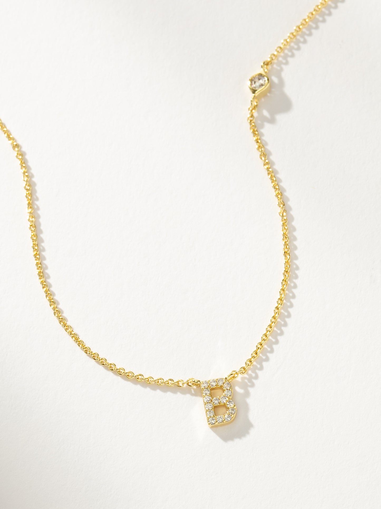 Pavé Initial Necklace | Gold B | Product Detail Image | Uncommon James