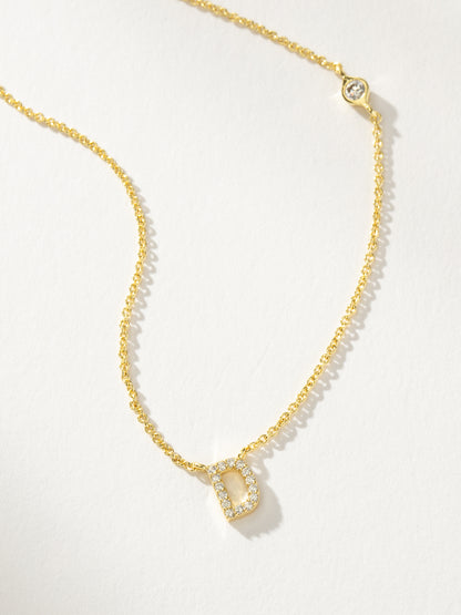 ["Pavé Initial Necklace ", " Gold D ", " Product Detail Image ", " Uncommon James"]