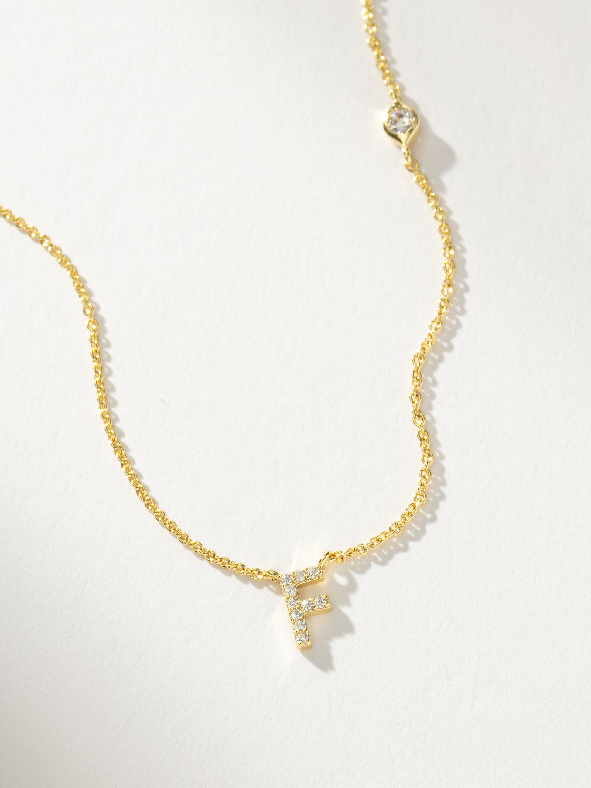 Pavé Initial Necklace | Gold F | Product Detail Image | Uncommon James