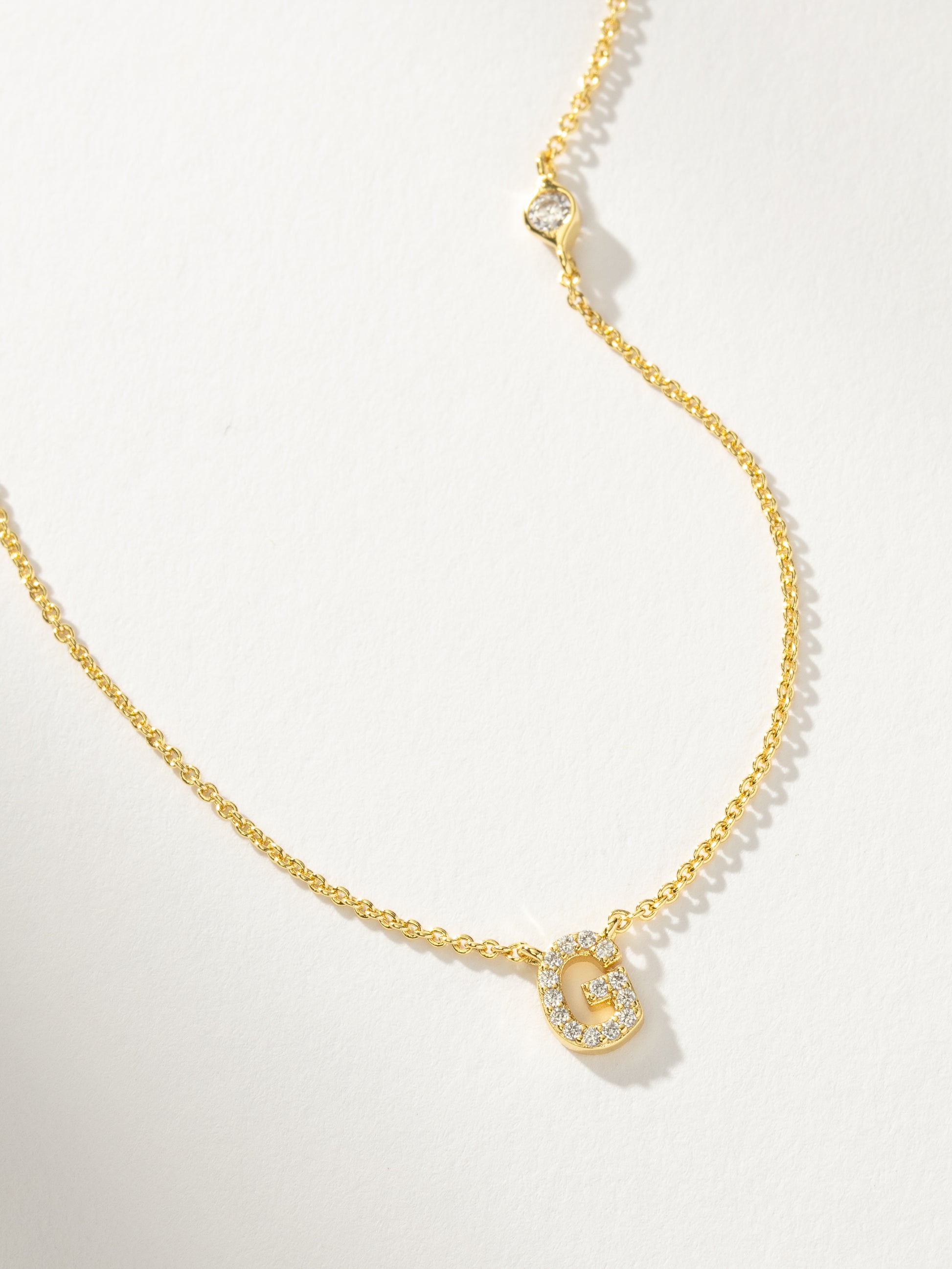 Pavé Initial Necklace | Gold G | Product Detail Image | Uncommon James