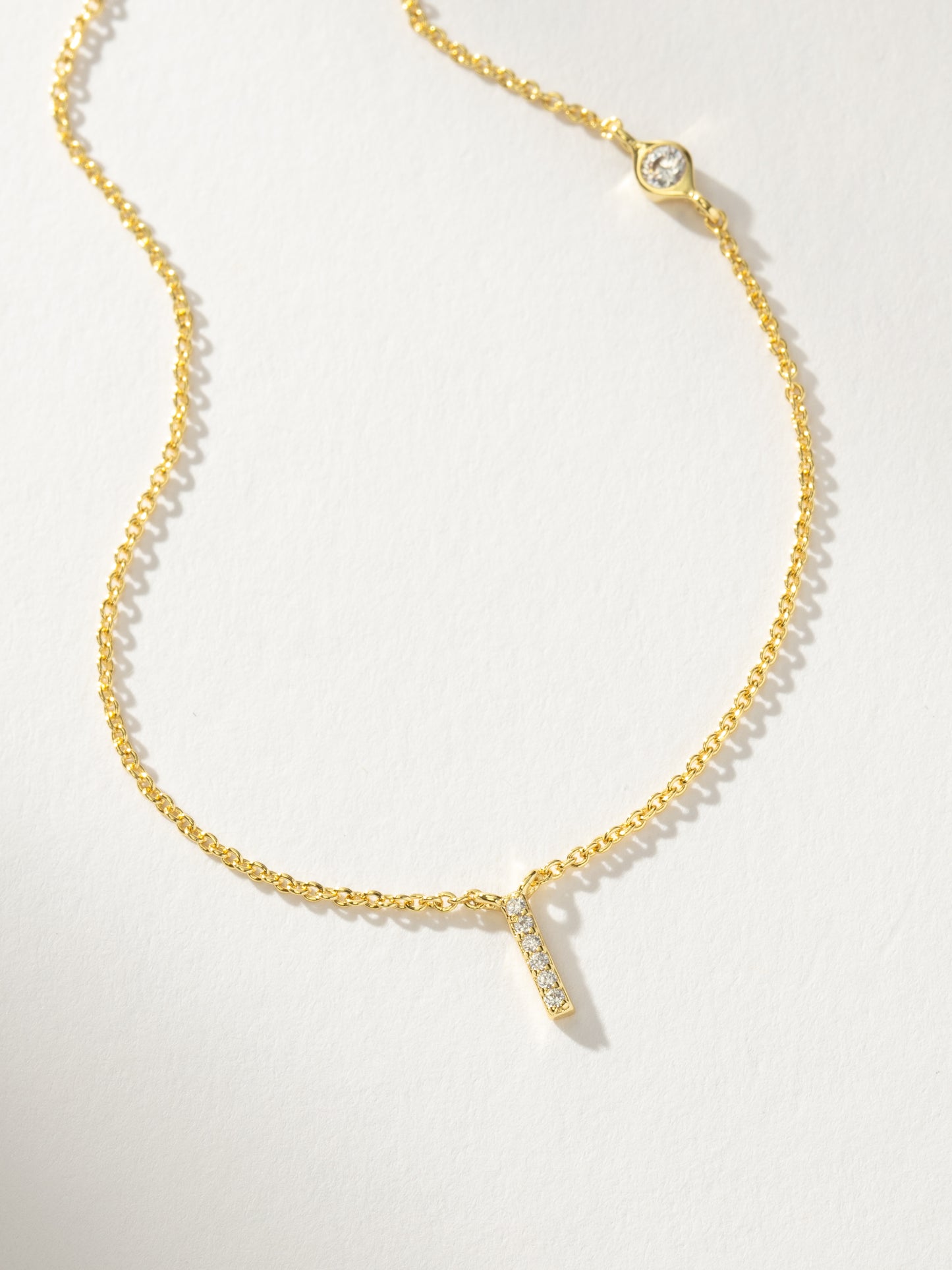 Pavé Initial Necklace | Gold I | Product Detail Image | Uncommon James