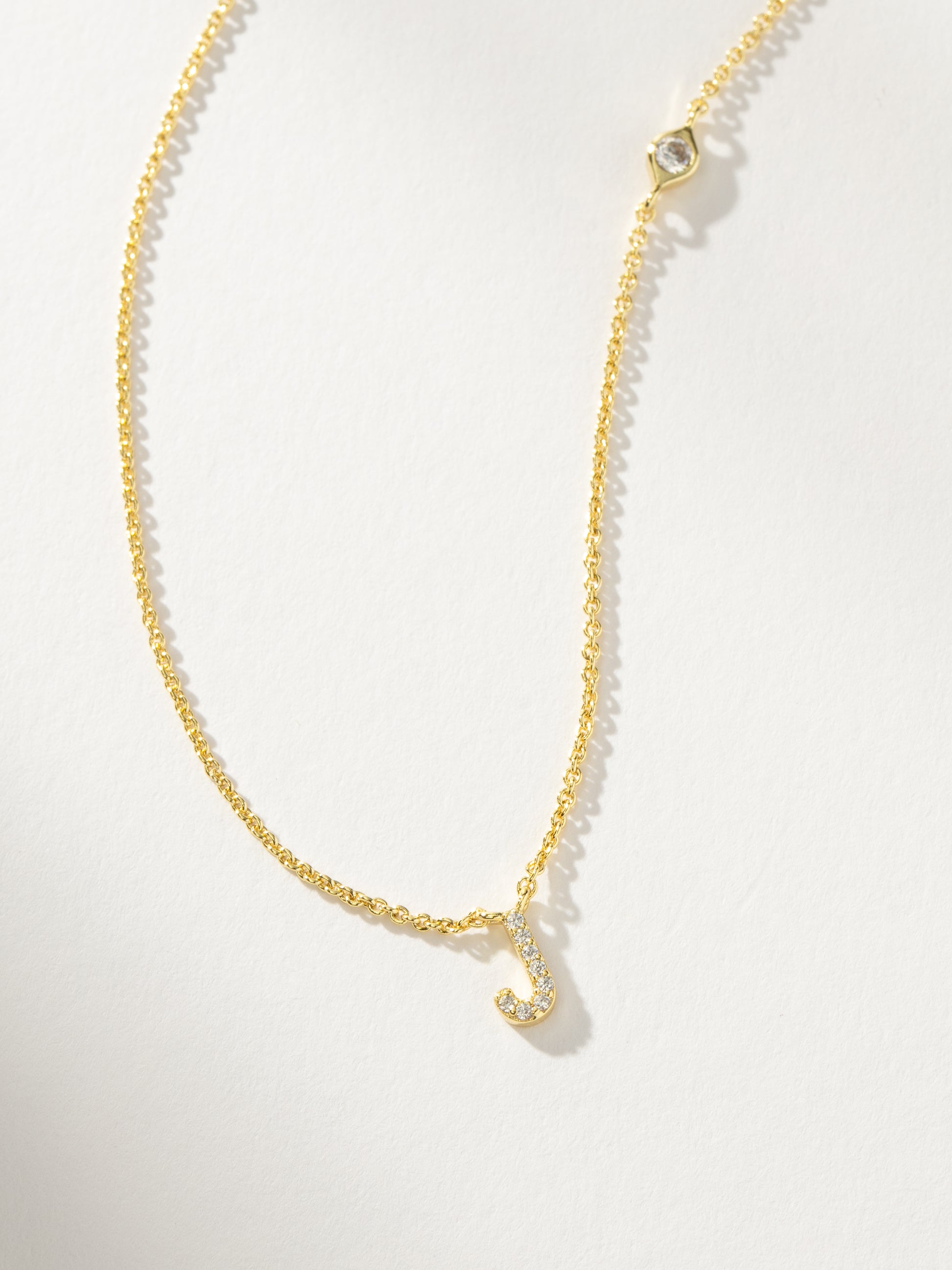 Pavé Initial Necklace | Gold J | Product Detail Image | Uncommon James