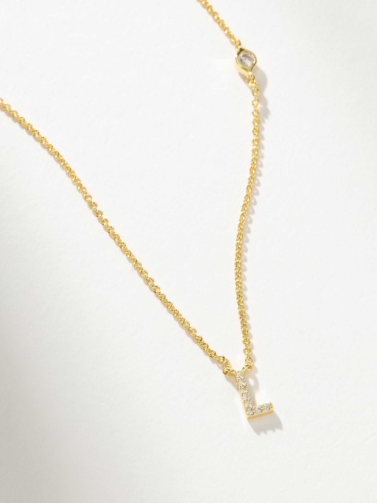 Pavé Initial Necklace | Gold L | Product Detail Image | Uncommon James