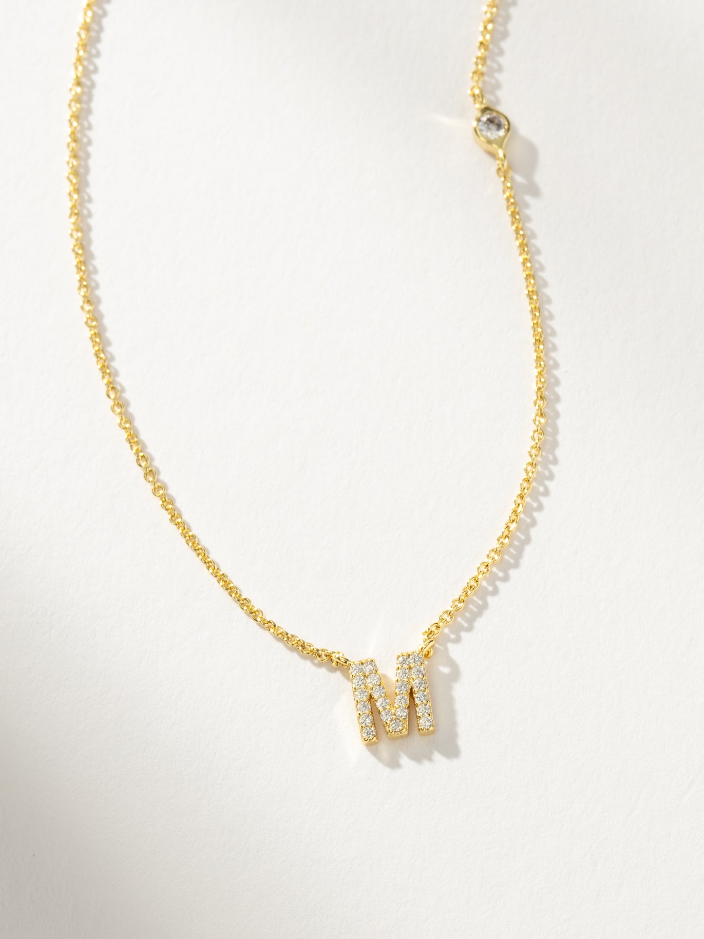 Pavé Initial Necklace | Gold M | Product Detail Image | Uncommon James