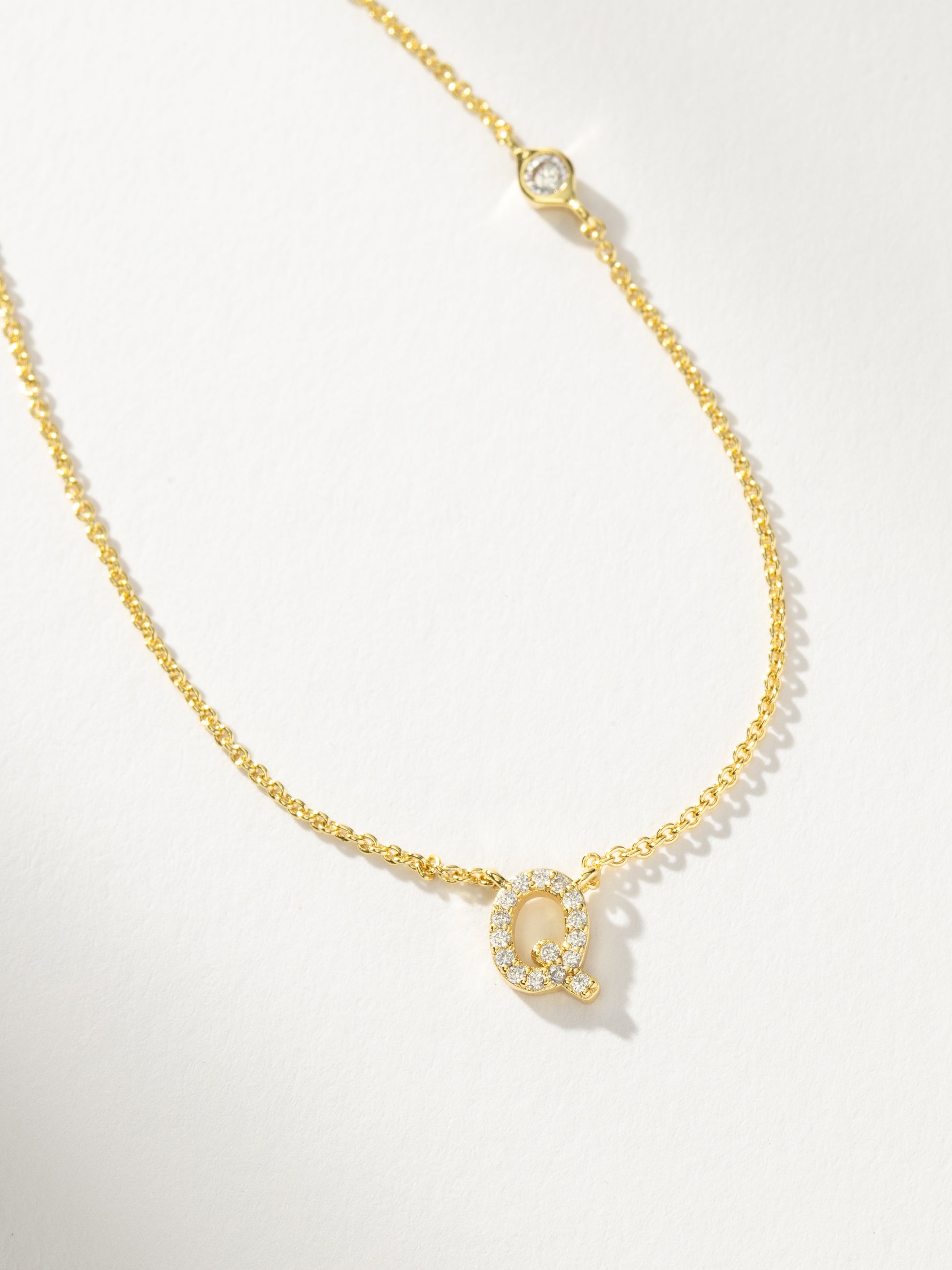 Pavé Initial Necklace | Gold Q | Product Detail Image | Uncommon James