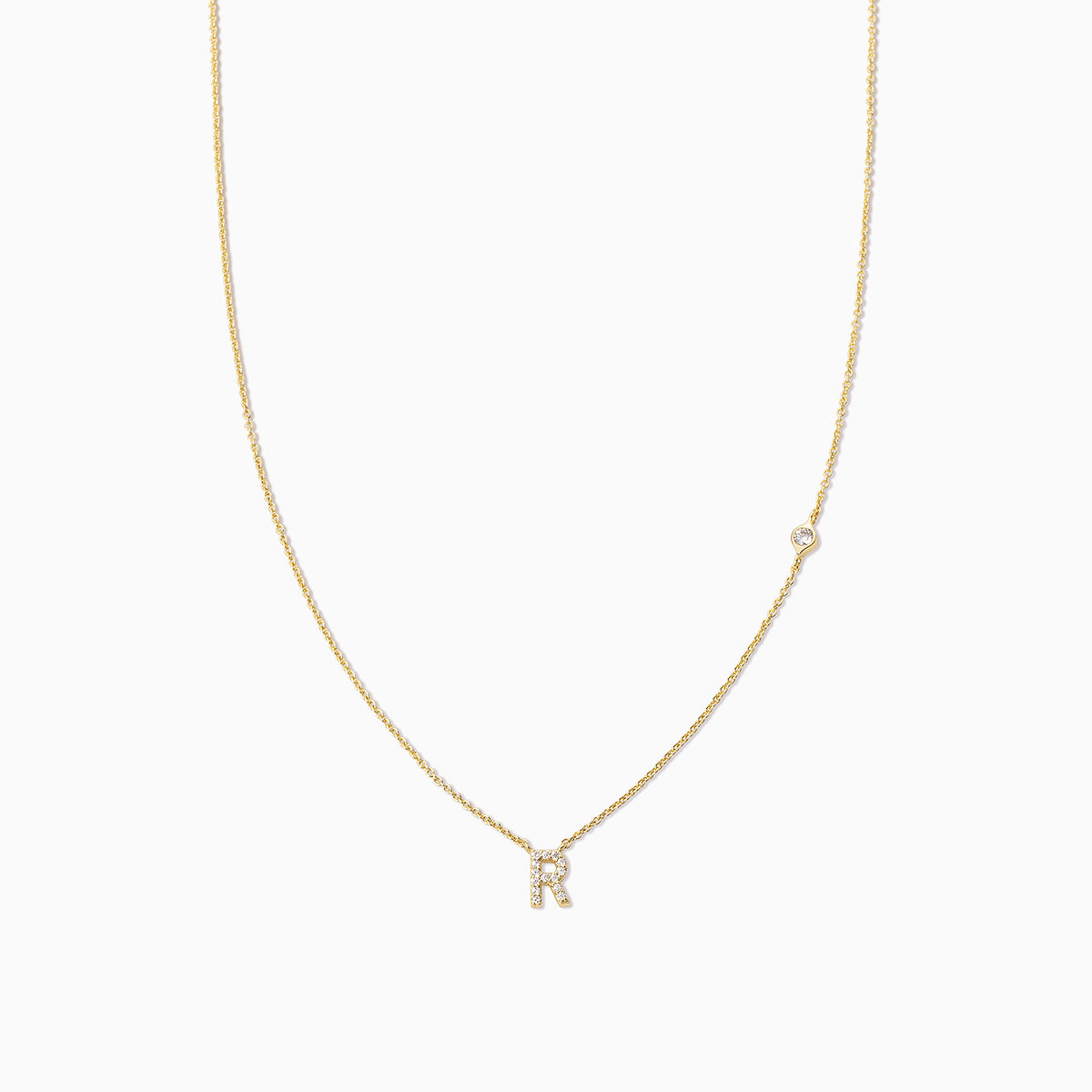 Pavé Initial Necklace | Gold R | Product Image | Uncommon James