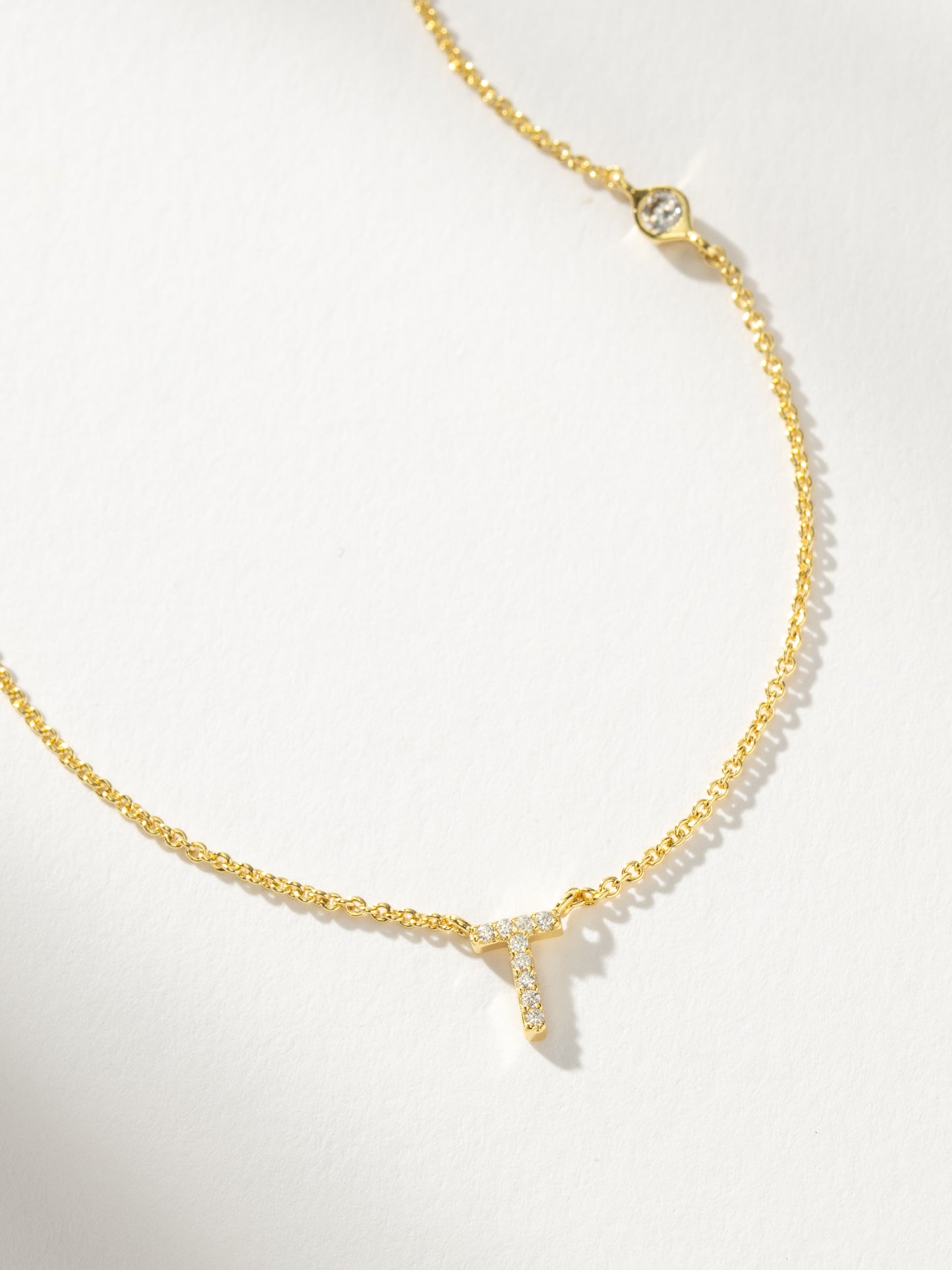 Pavé Initial Necklace | Gold T | Product Detail Image | Uncommon James