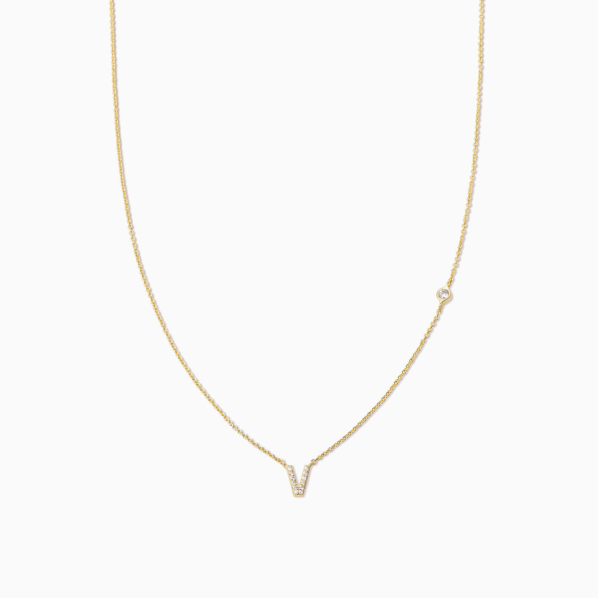 Pavé Initial Necklace | Gold V | Product Image | Uncommon James