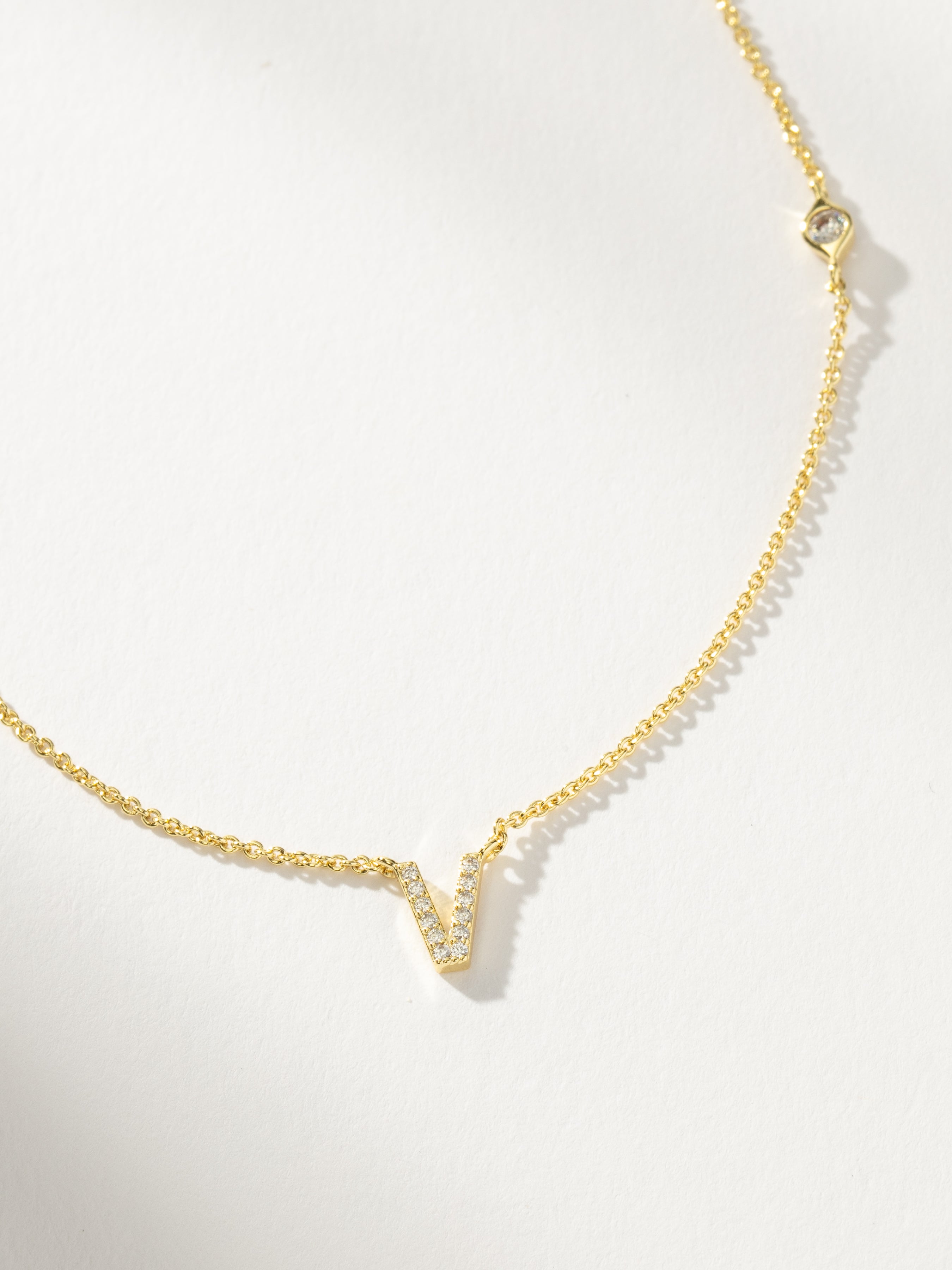 Gold Pave Initial Necklace Letter Necklace Uncommon James