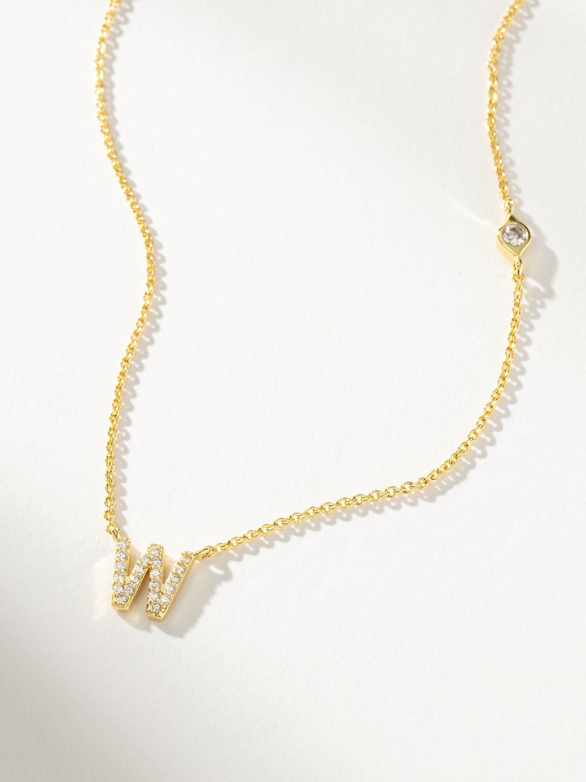 Pavé Initial Necklace | Gold W | Product Detail Image | Uncommon James