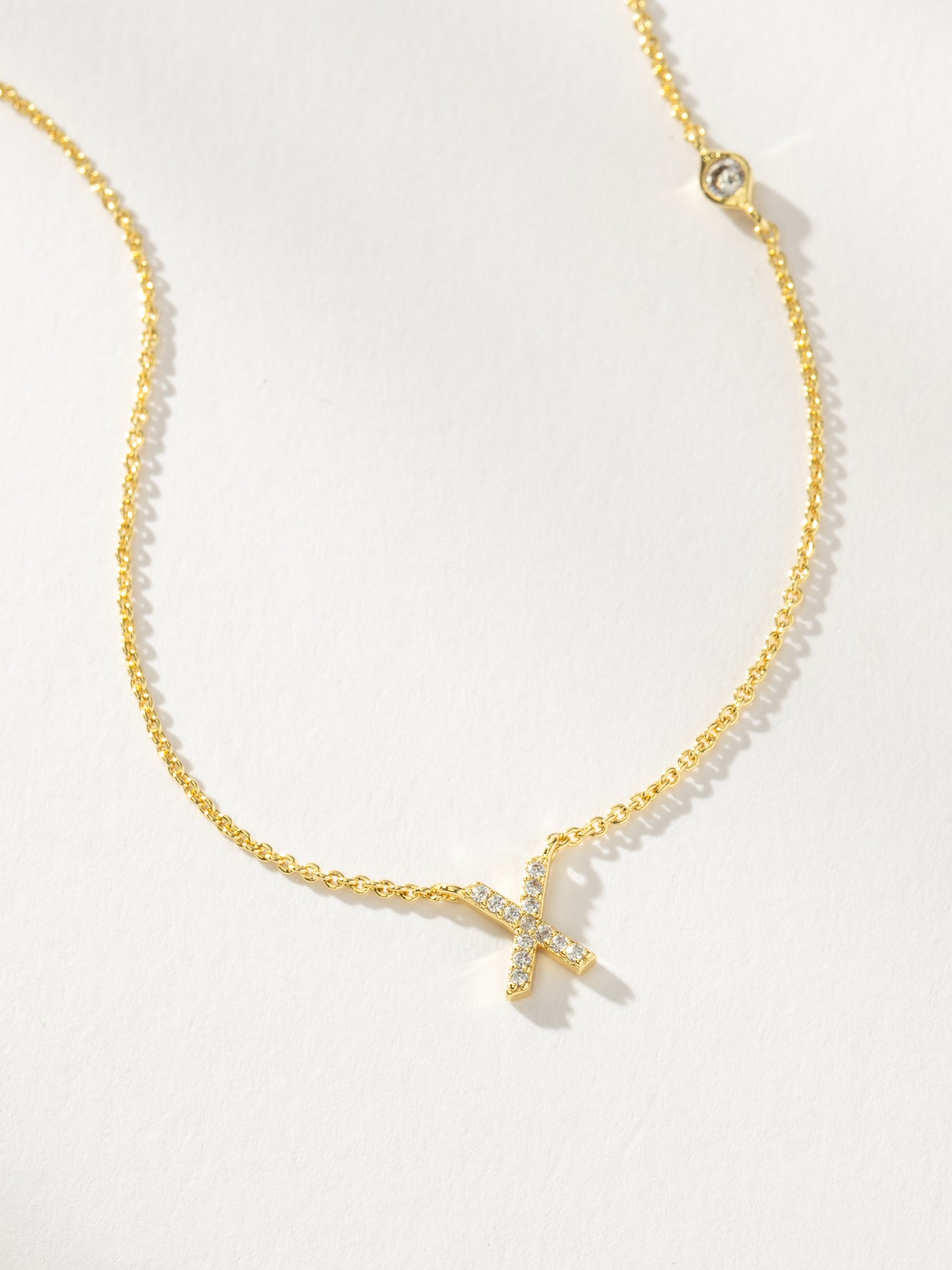 Pavé Initial Necklace | Gold X | Product Detail Image | Uncommon James