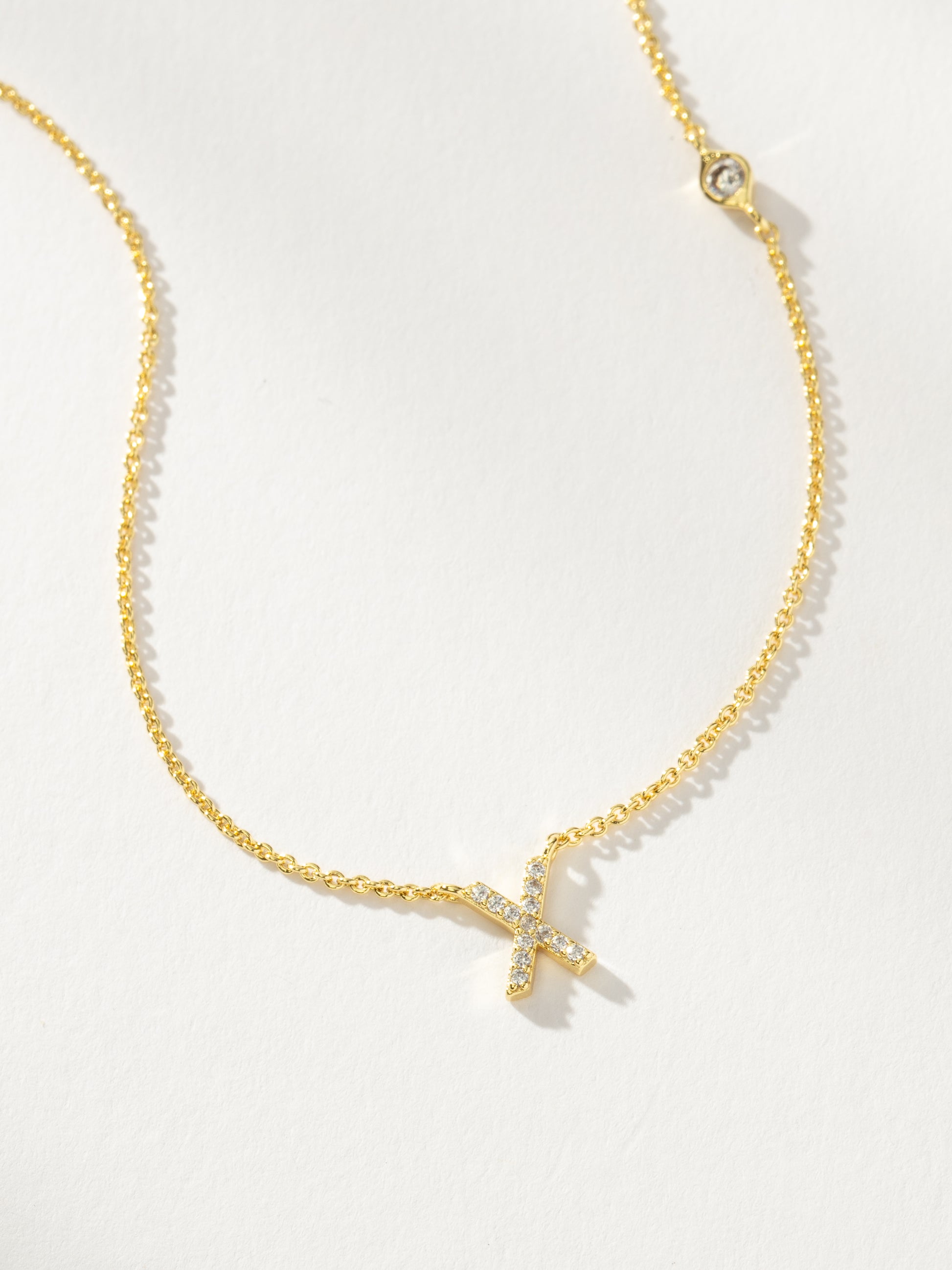 Pavé Initial Necklace | Gold X | Product Detail Image | Uncommon James