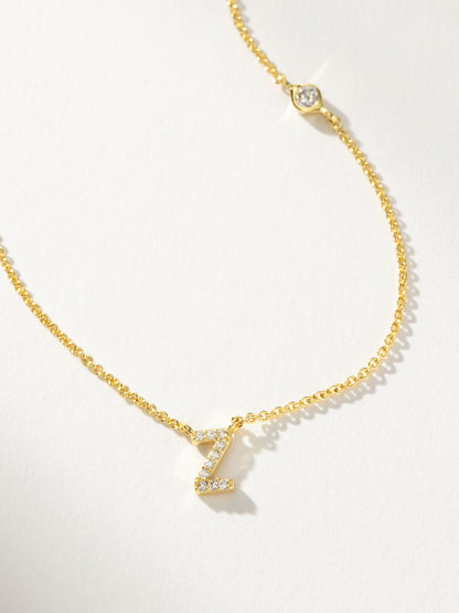 ["Pavé Initial Necklace ", " Gold Z ", " Product Detail Image ", " Uncommon James"]