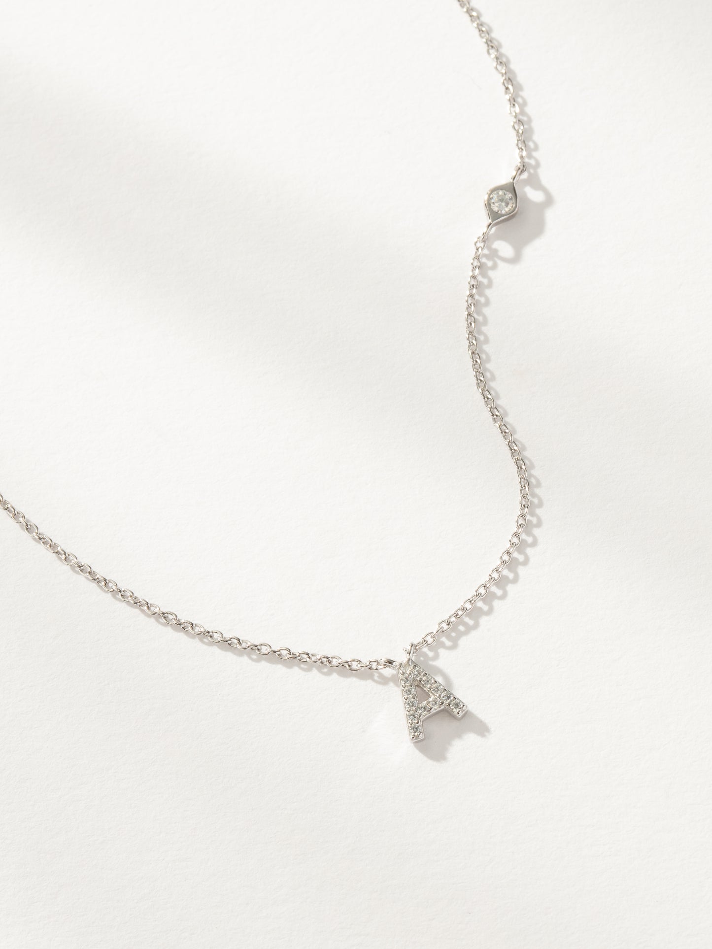 Pavé Initial Necklace | Sterling Silver A | Product Image | Uncommon James