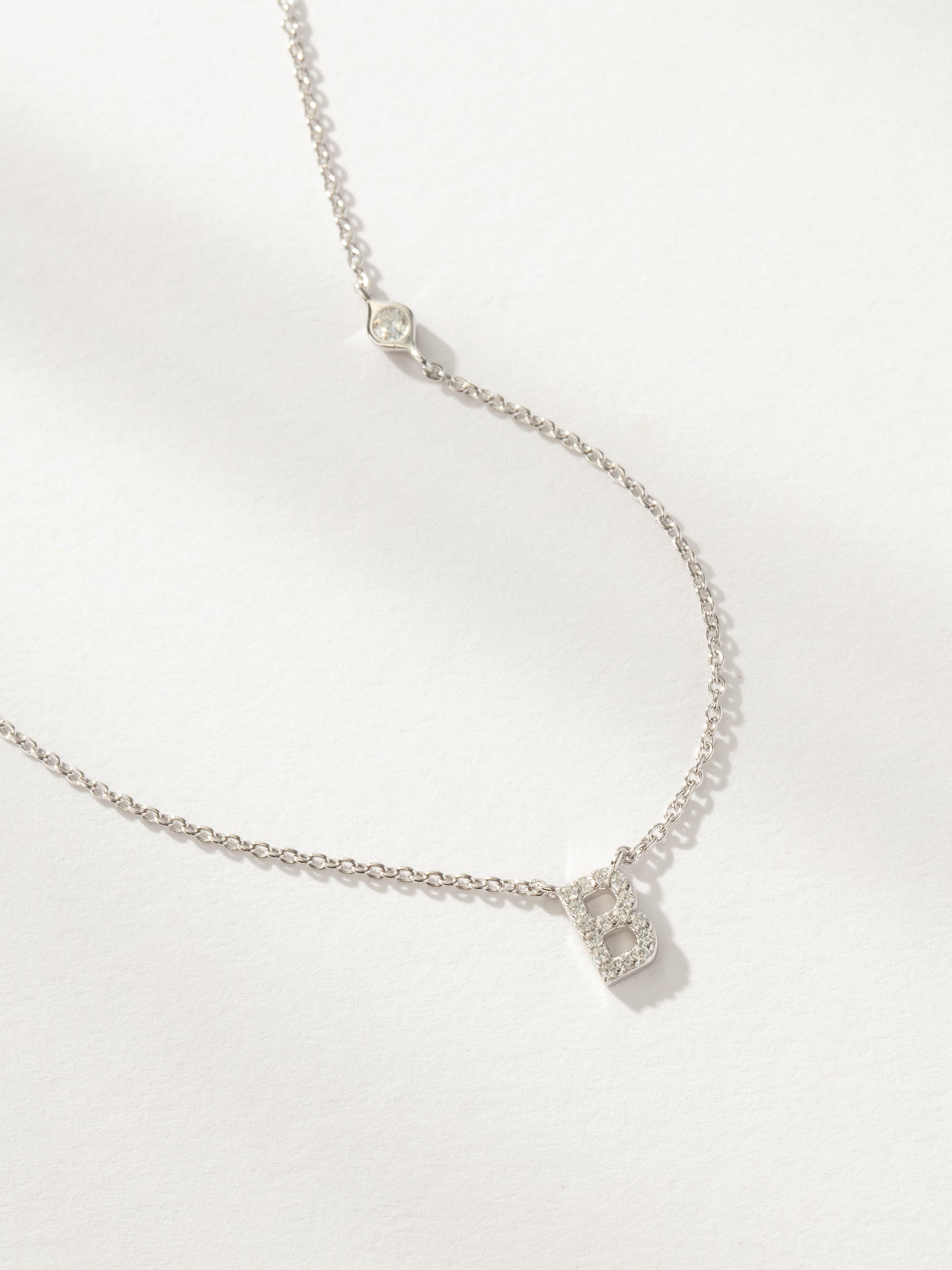 Pavé Initial Necklace | Sterling Silver B | Product Image | Uncommon James