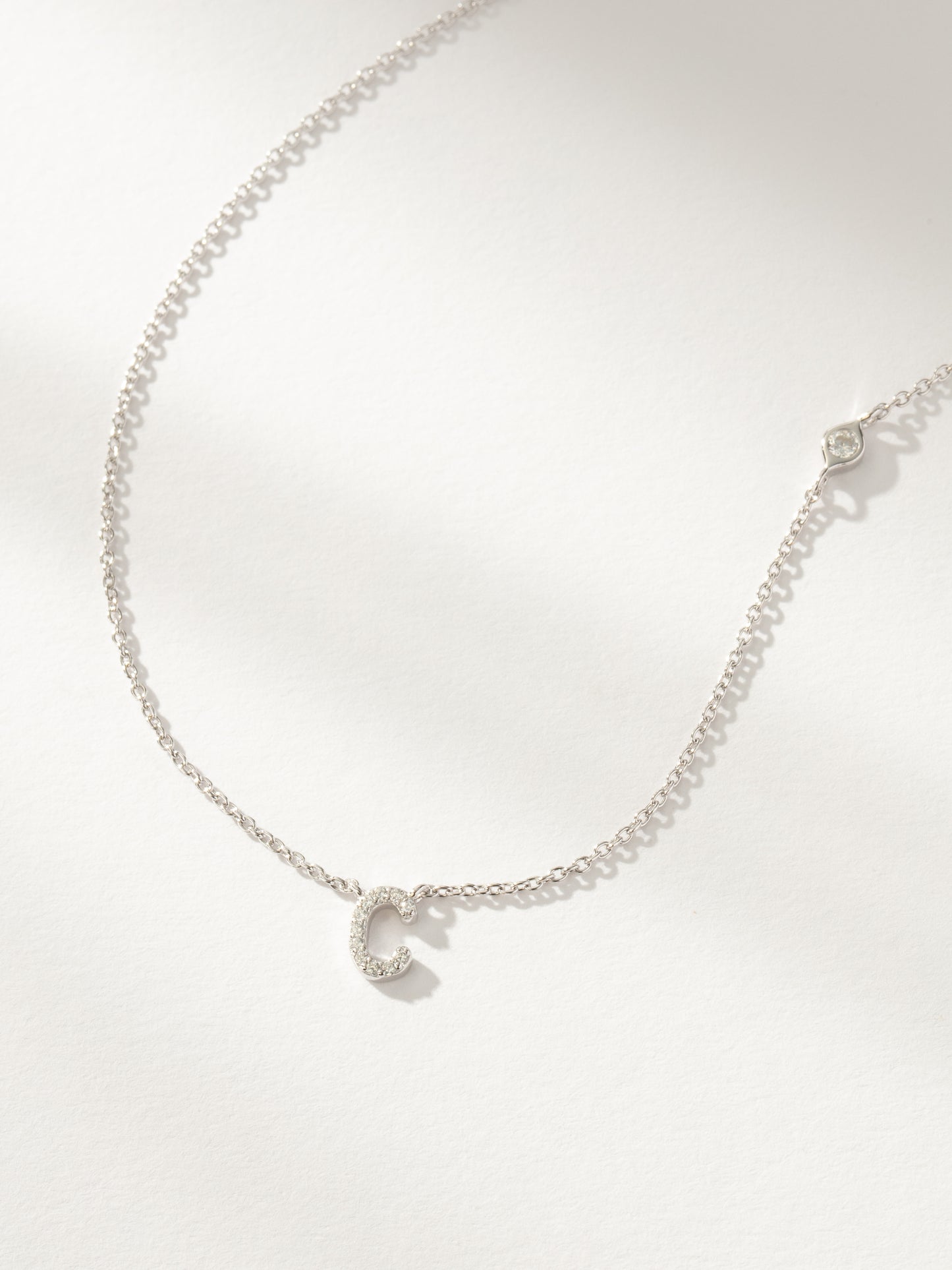 Pavé Initial Necklace | Sterling Silver C | Product Image | Uncommon James