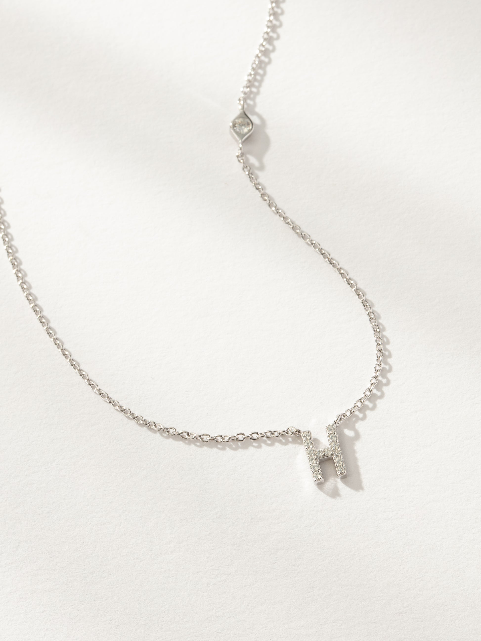 Pavé Initial Necklace | Sterling Silver H | Product Image | Uncommon James