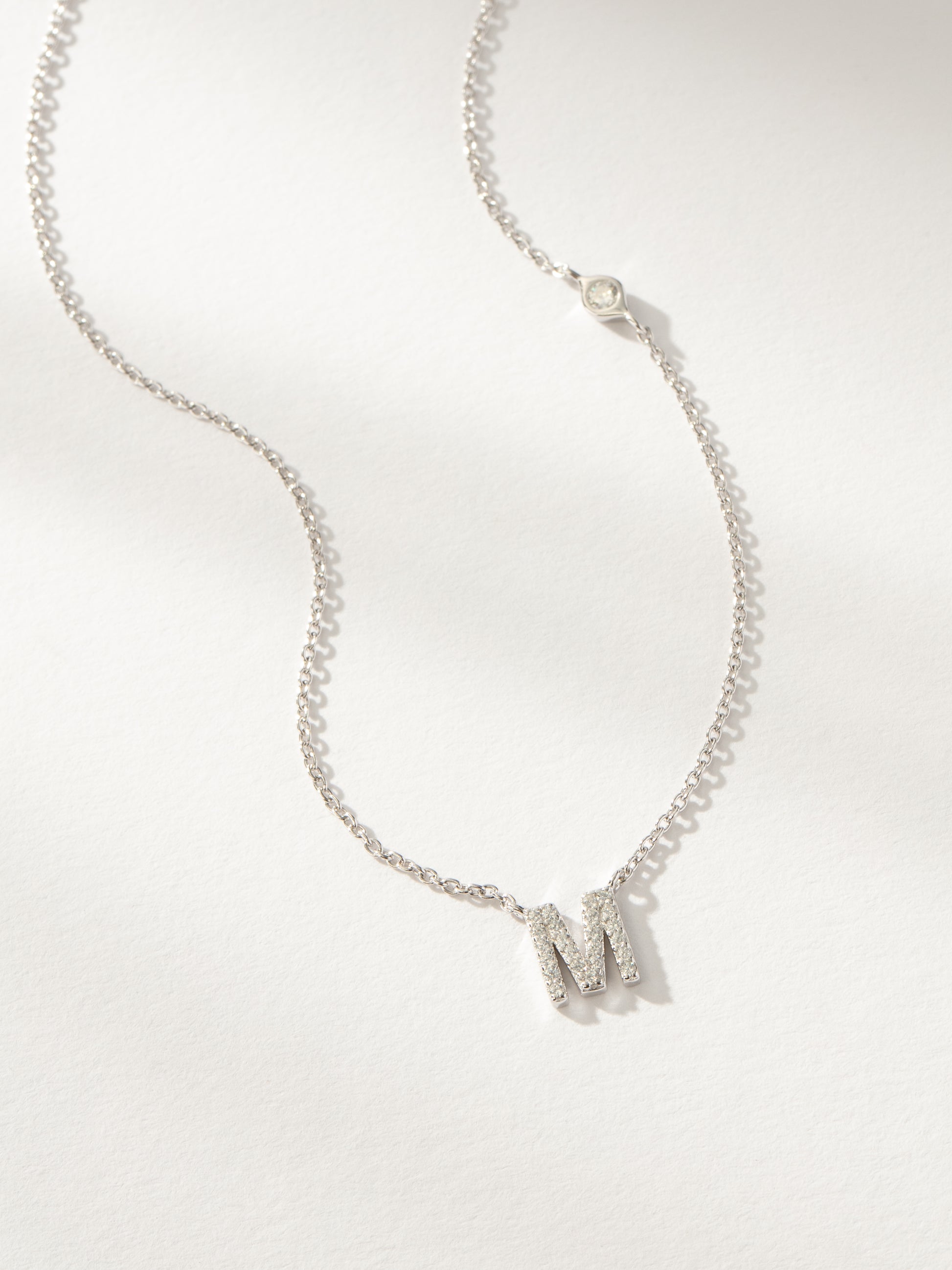 Pavé Initial Necklace | Sterling Silver M | Product Image | Uncommon James