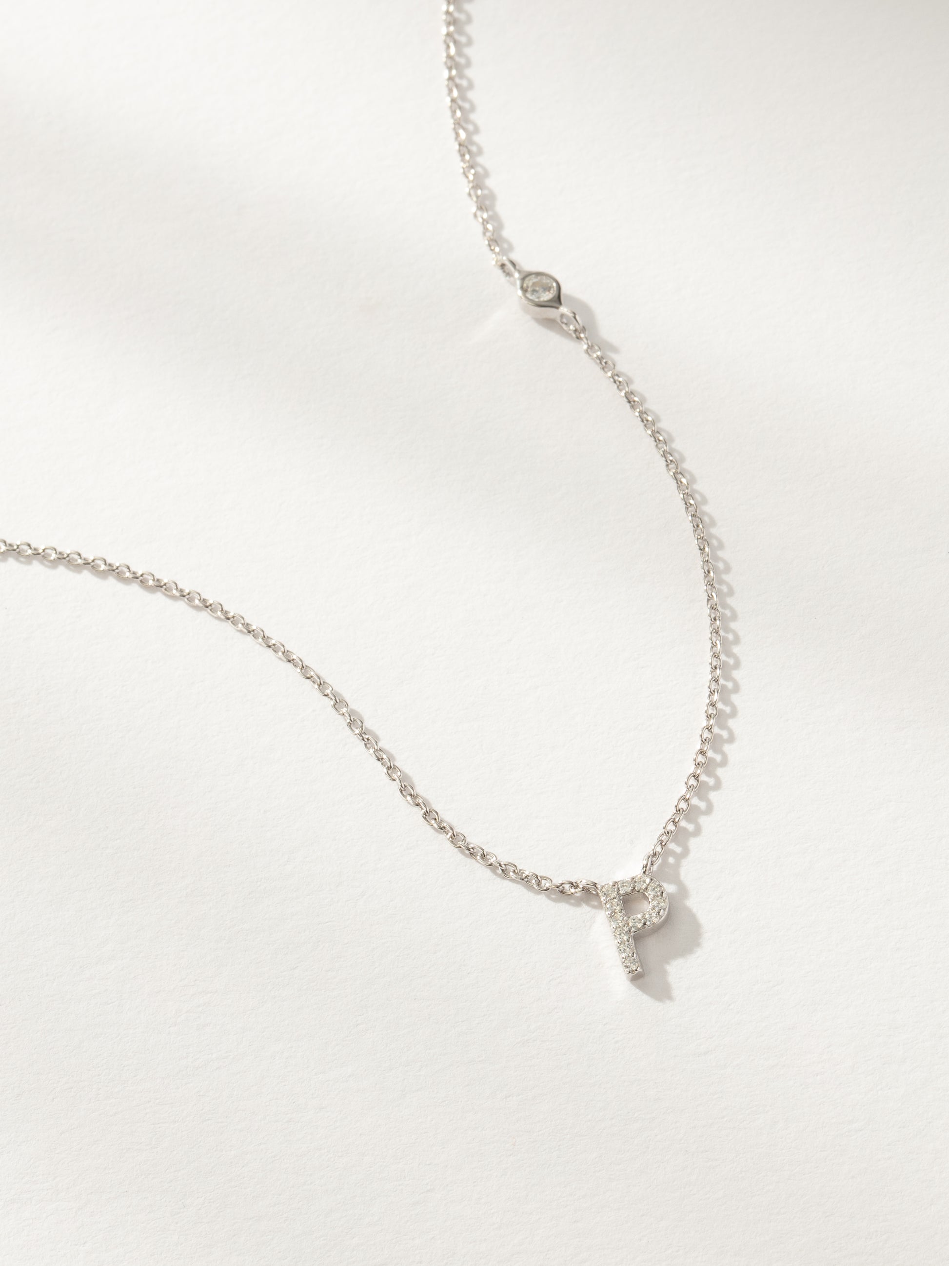 Pavé Initial Necklace | Sterling Silver P | Product Image | Uncommon James