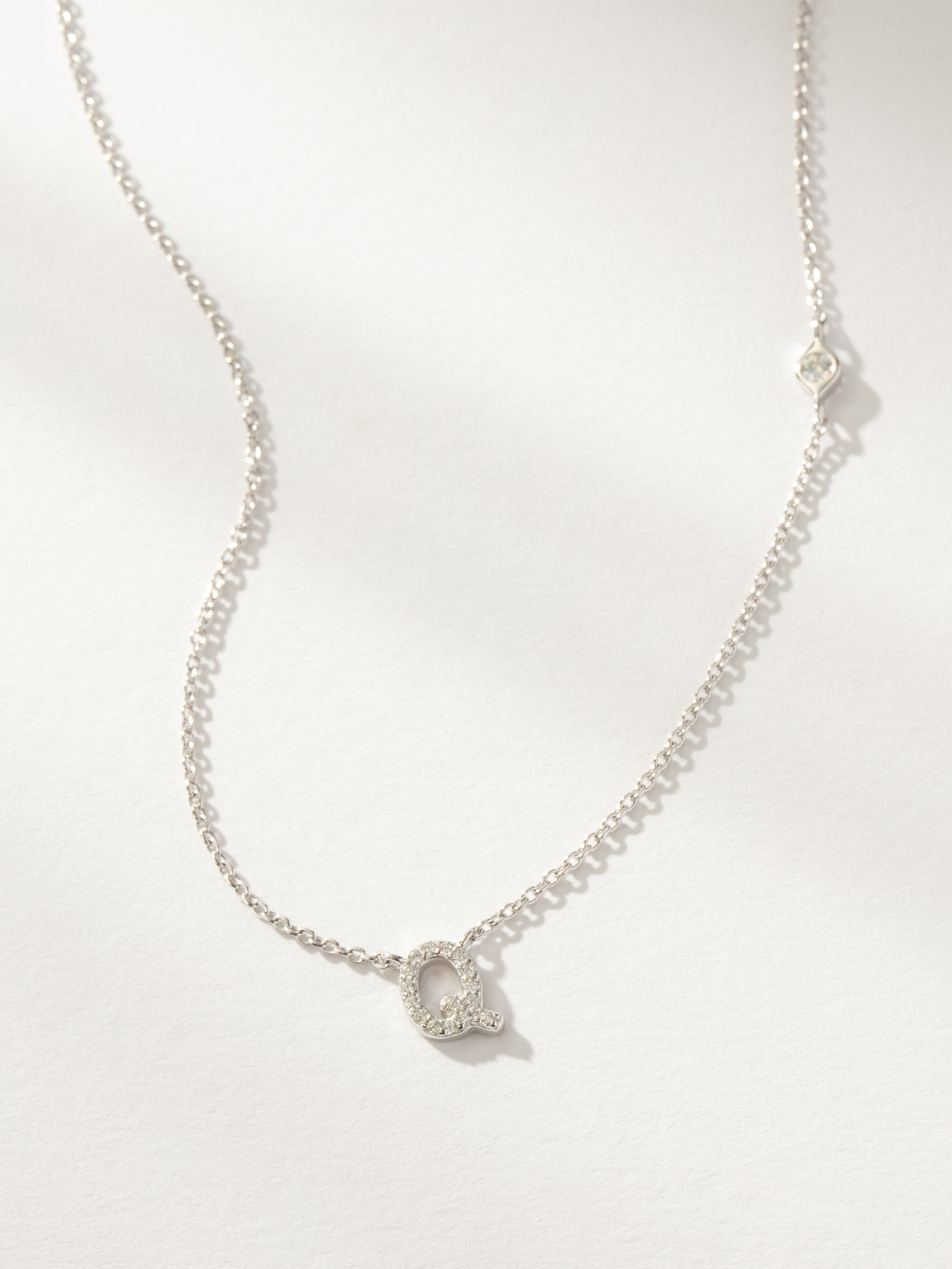 Pavé Initial Necklace | Sterling Silver Q | Product Image | Uncommon James