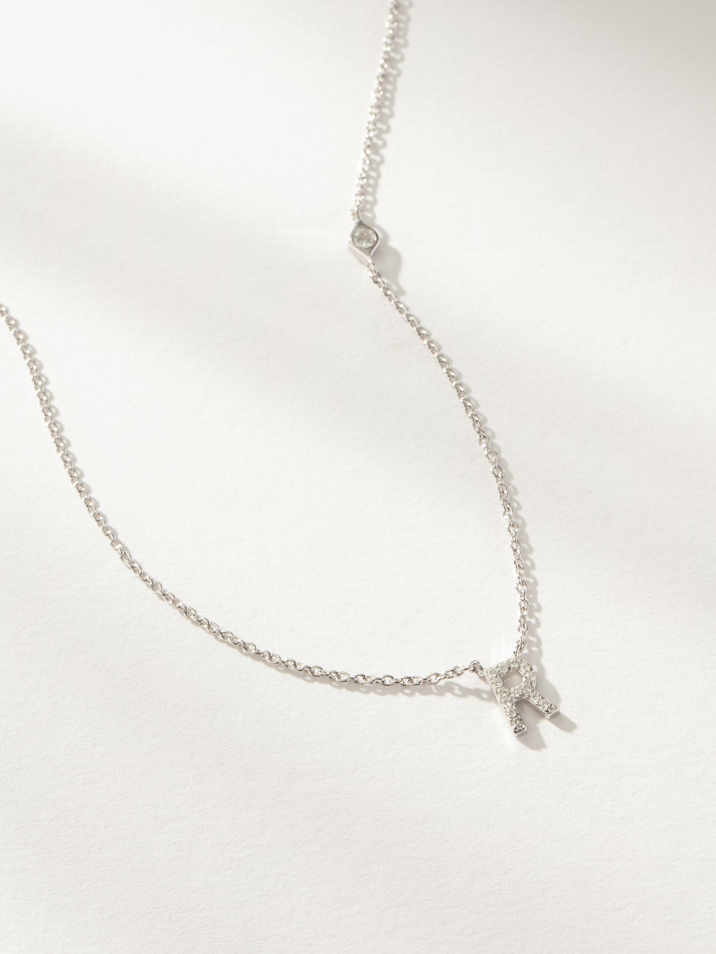 Pavé Initial Necklace | Sterling Silver R | Product Image | Uncommon James