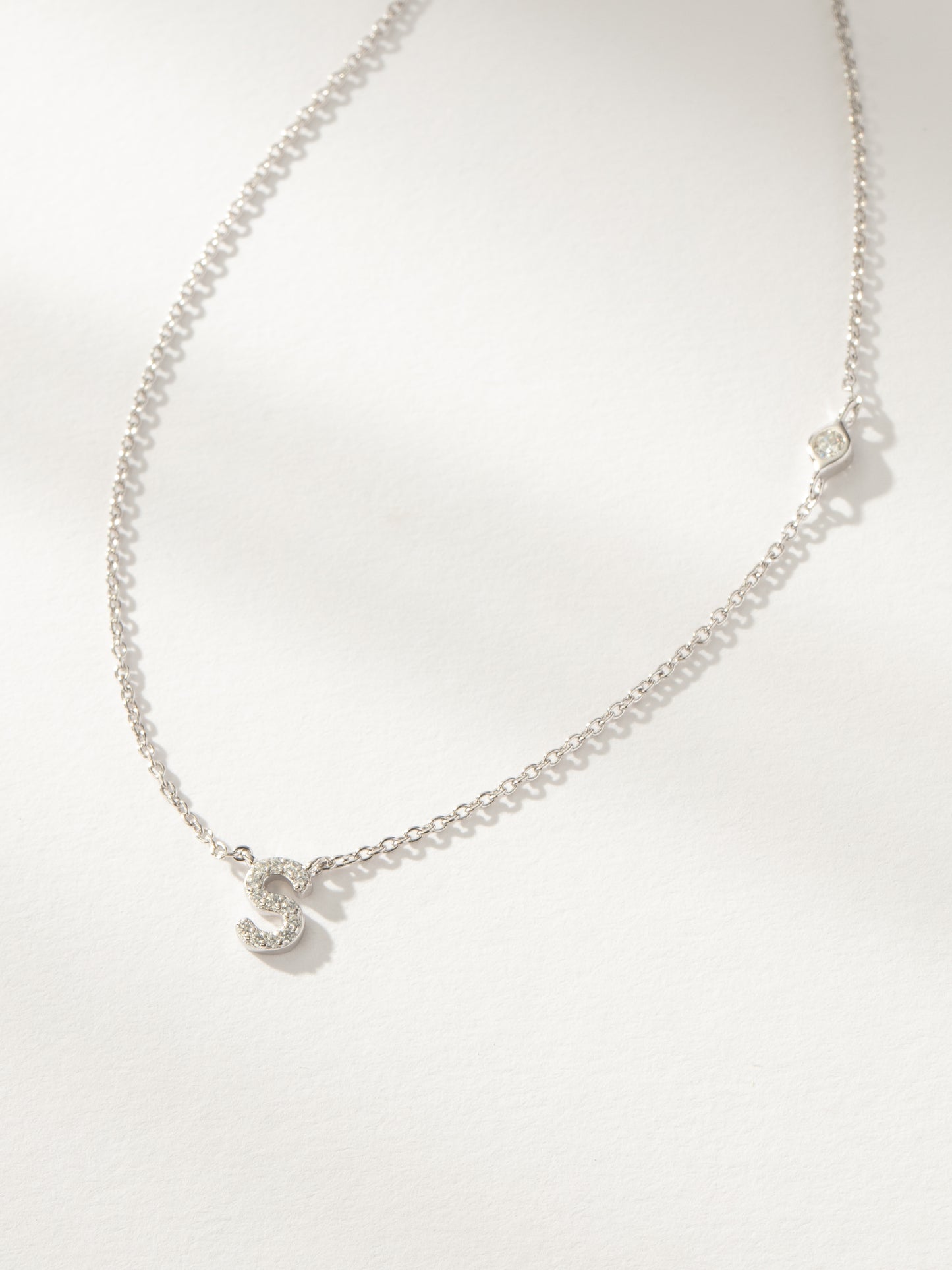 Pavé Initial Necklace | Sterling Silver S | Product Image | Uncommon James