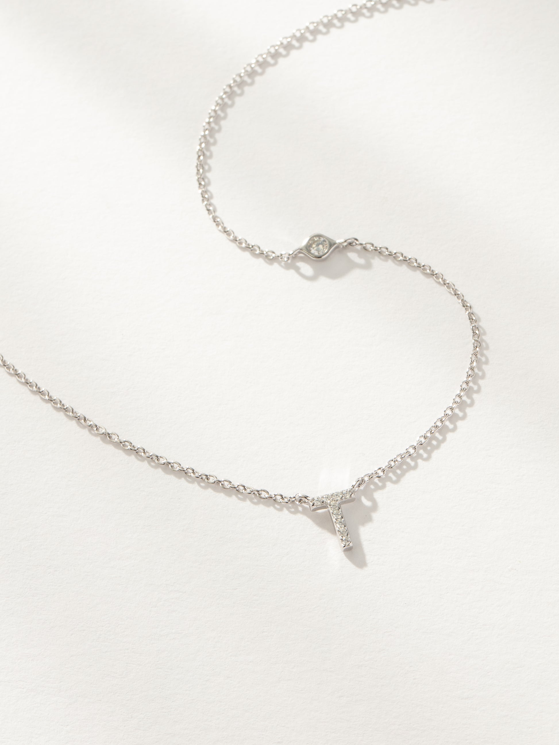 Pavé Initial Necklace | Sterling Silver T | Product Image | Uncommon James