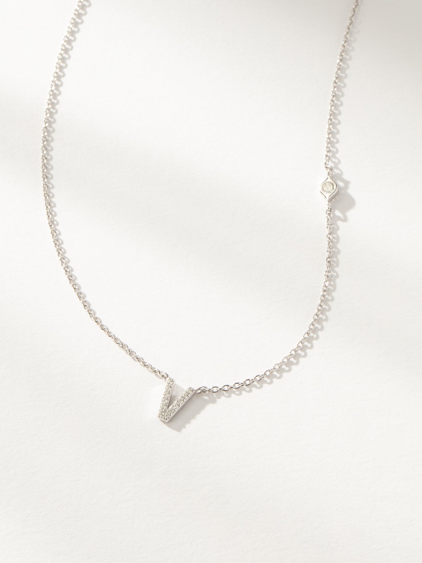 Pavé Initial Necklace | Sterling Silver V | Product Image | Uncommon James