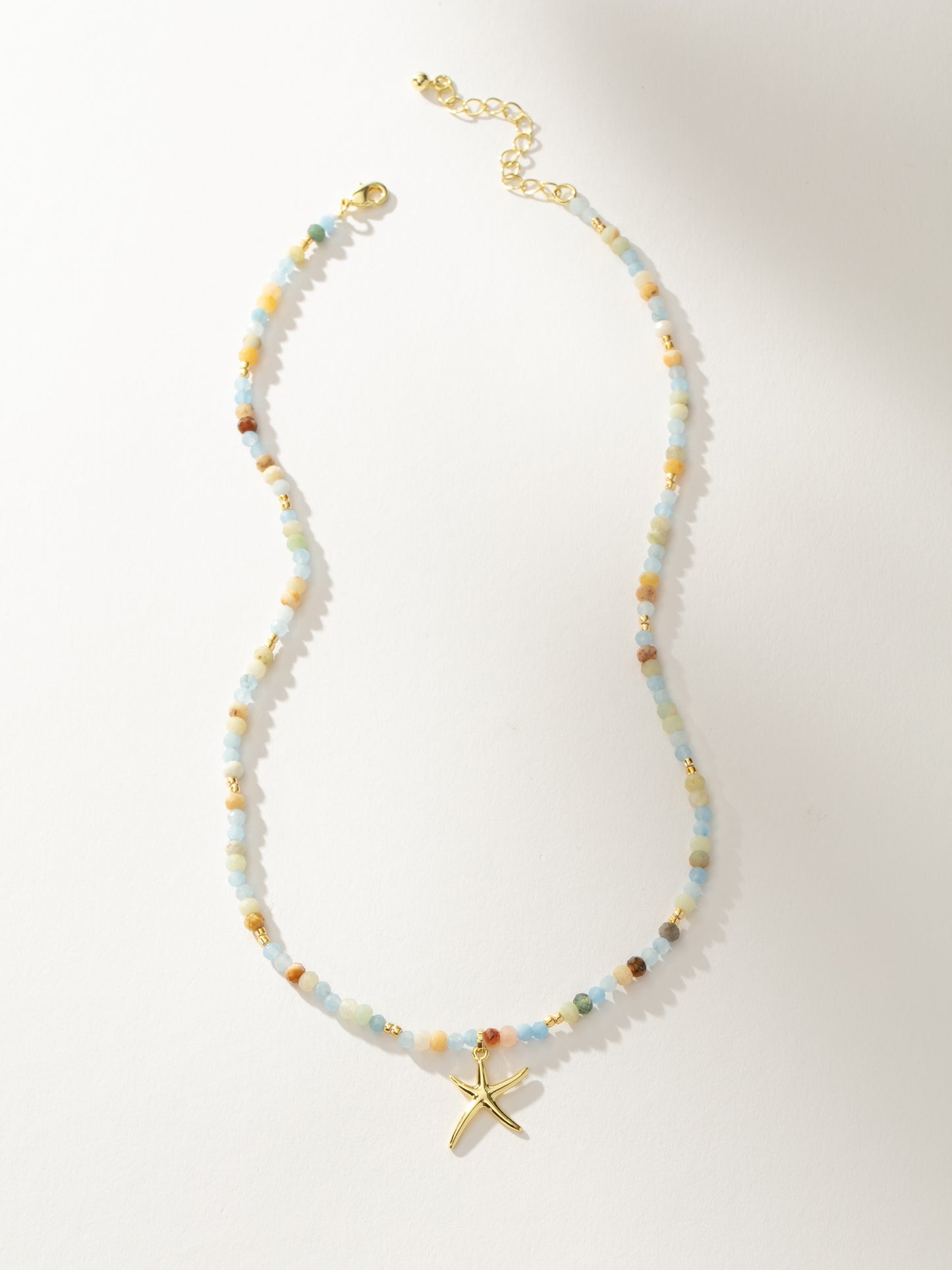 Starfish Beaded Necklace | Gold Blue | Product Image | Uncommon James