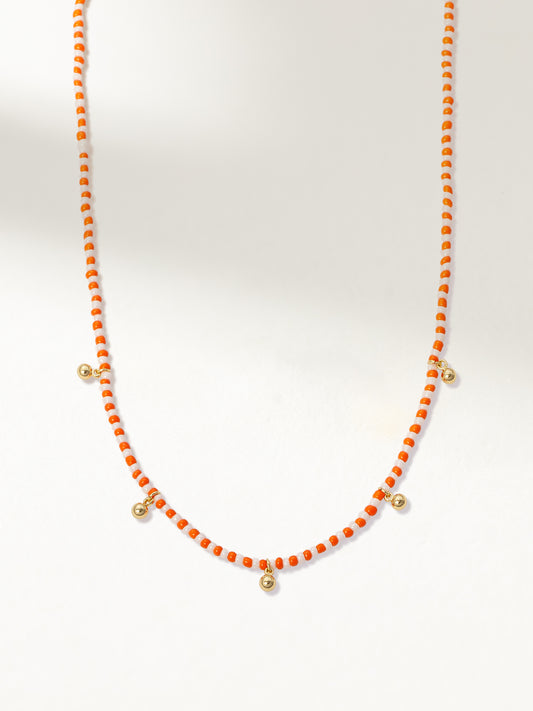 Sunset Beaded Necklace | Gold Orange/White | Product Image | Uncommon James
