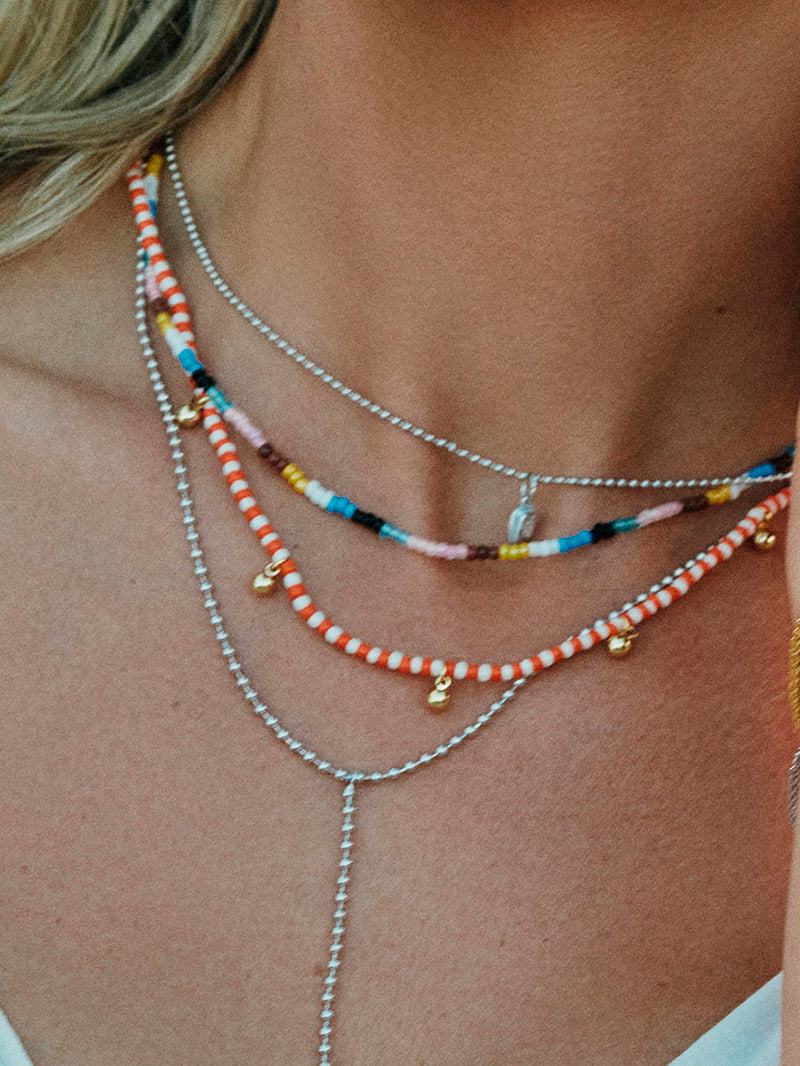 Sunset Beaded Necklace | Gold Orange/White | KC Image | Uncommon James