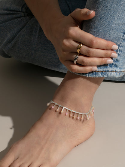 ["Ocean Floor Beaded Anklet ", " Blue/Pink ", " Model Image ", " Uncommon James"]