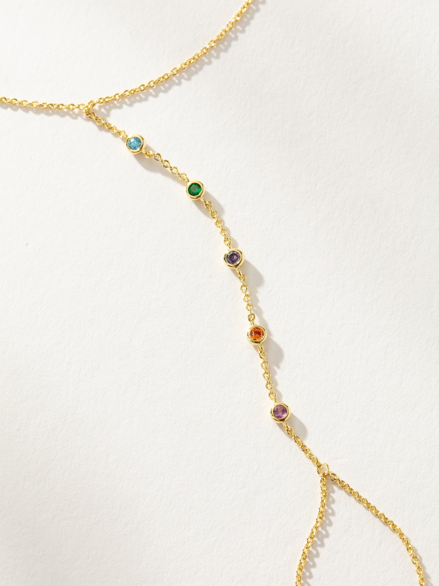 Rainbow Gem Hand Chain | Gold | Product Detail Image | Uncommon James