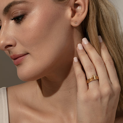 Bar None Layered Ring | Gold | Model Image | Uncommon James