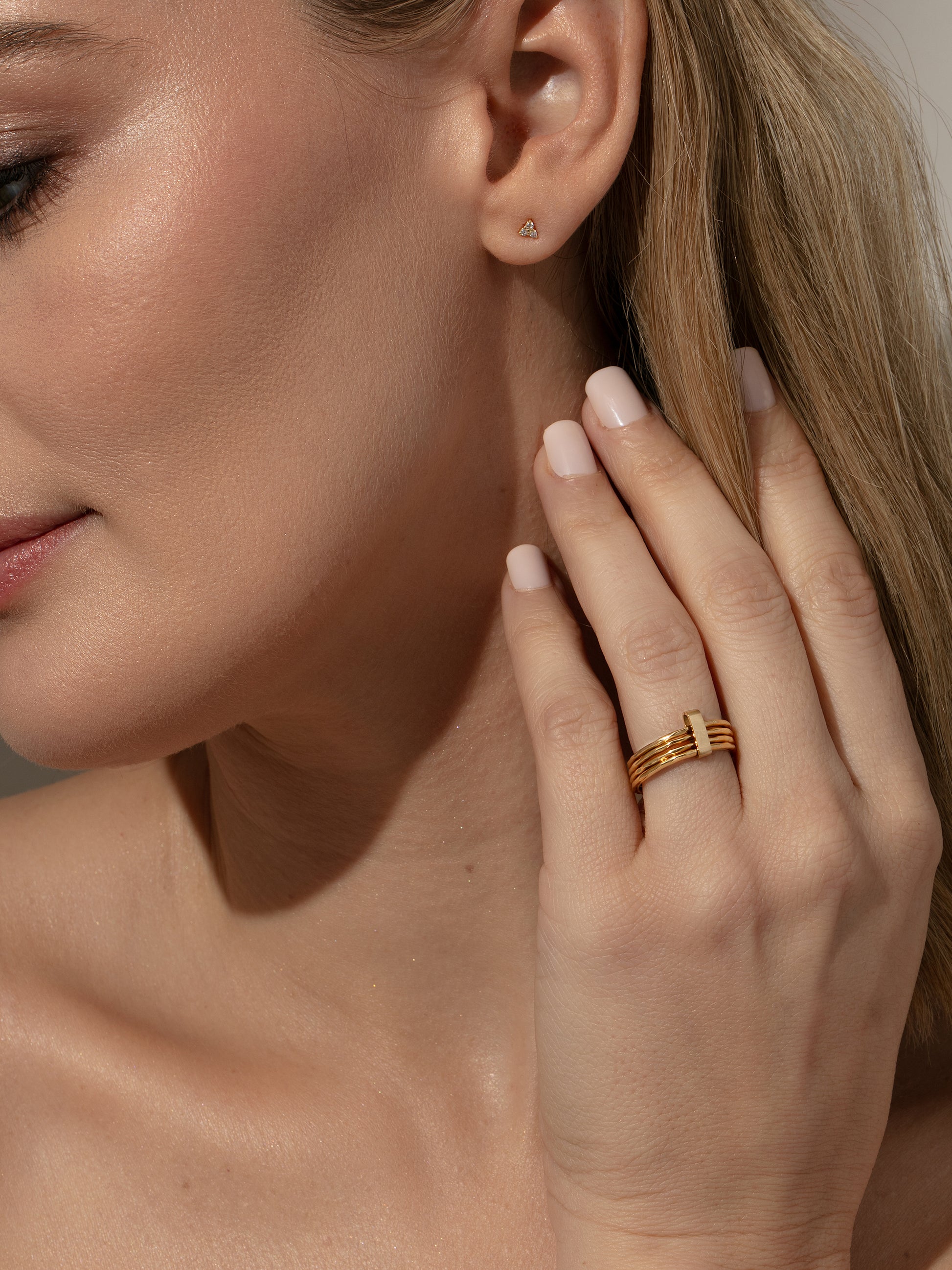 Bar None Layered Ring | Gold | Model Image | Uncommon James