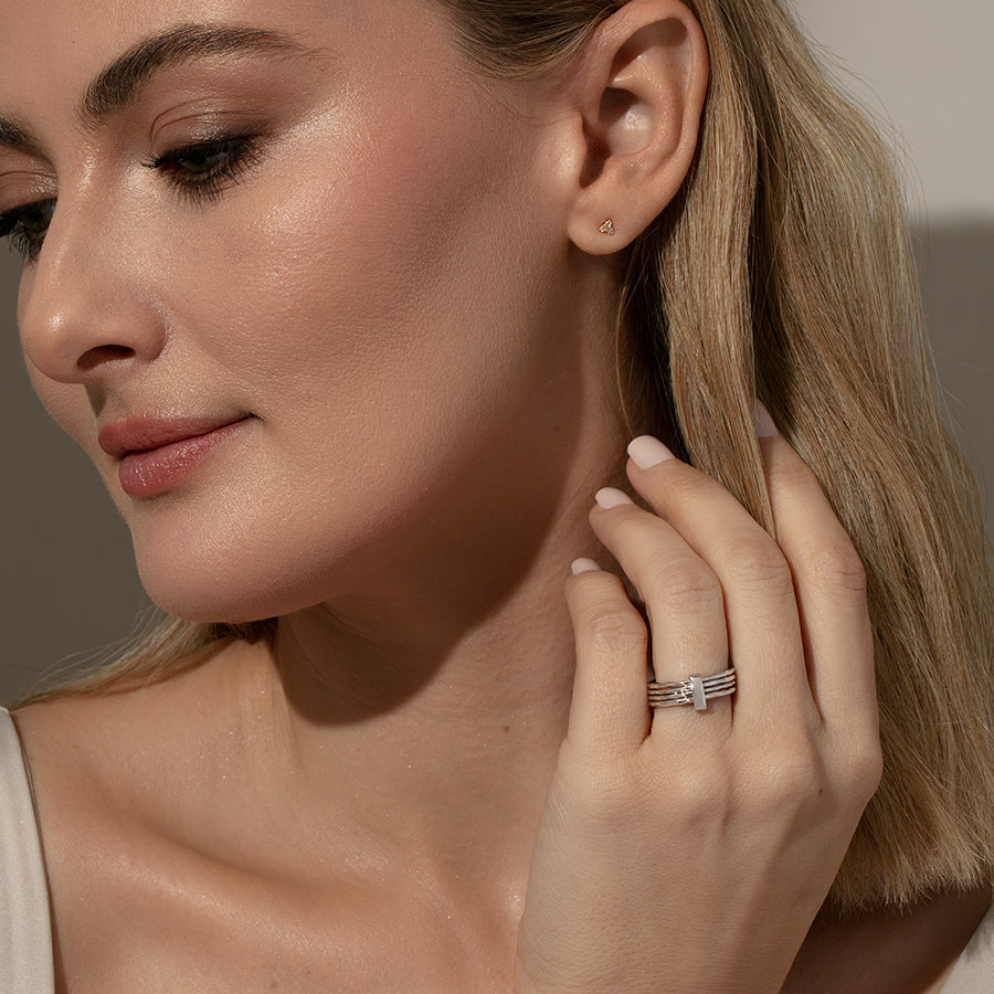 Bar None Layered Ring | Silver | Model Image | Uncommon James