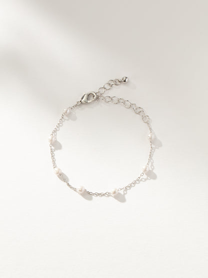 ["Pearl and Chain Bracelet ", " Silver ", " Product Image ", " Uncommon James"]