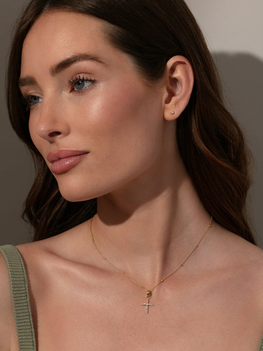 Crystalized Cross Pendant Charm | Gold | Product Image | Uncommon James