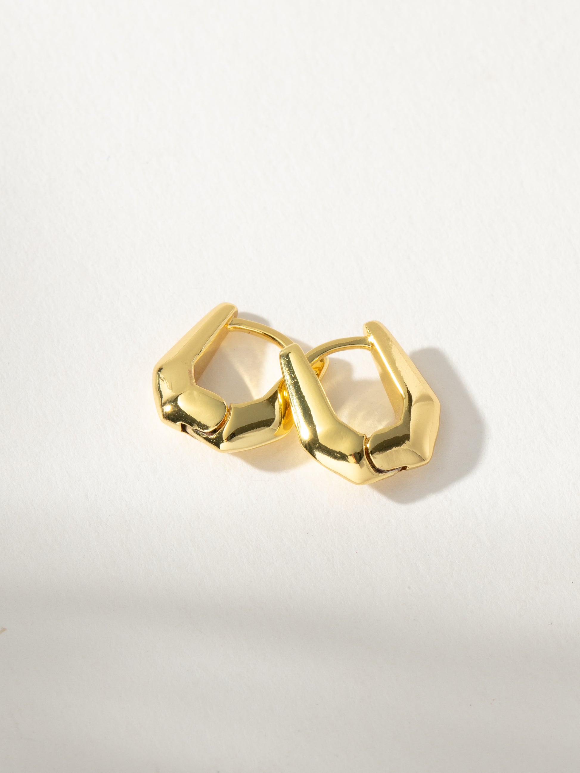 Box Huggie Earrings | Gold | Product Detail Image | Uncommon James